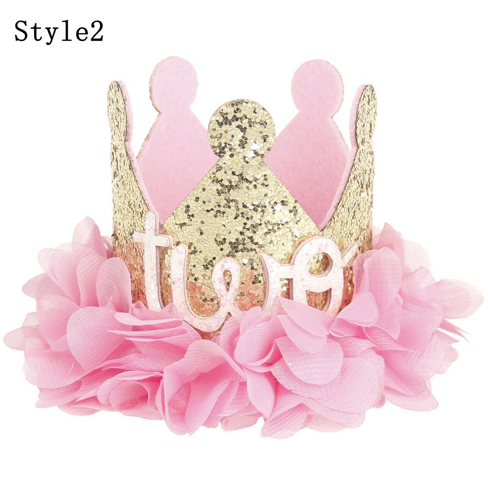 Neue Prinzessin Stirnband Baby Mädchen 1/2st Geburtstag Party Hütte Blume Krone Party Haarband Haar Zubehör Für Fotografie Requisiten: 02
