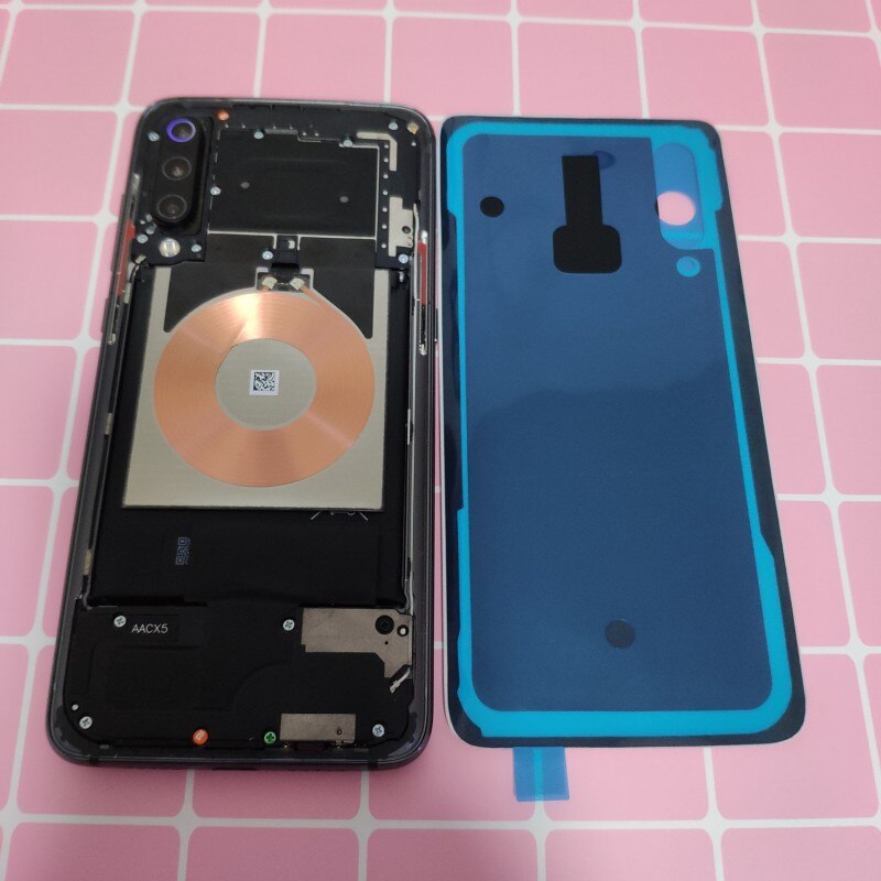 Emboss back shell For Xiaomi Mi 9 Mi9 Battery Cover Door Housing Replacement Repair Spare Parts 3M Glue for xiaomi 9