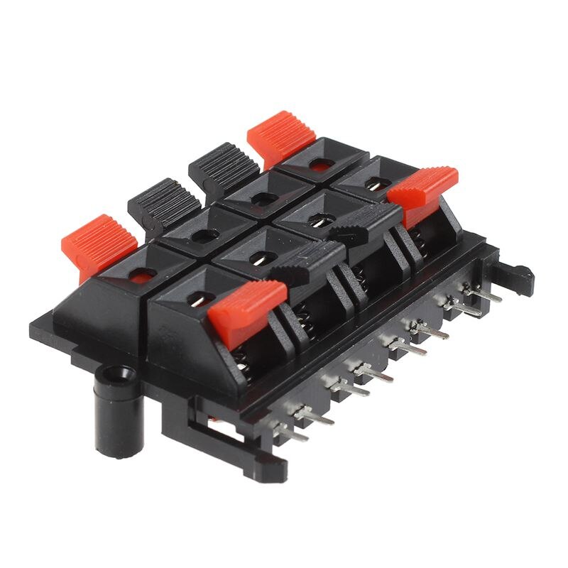 Terminales de altavoz de carga de resorte, Conector de empuje de 8 posiciones, 64x40x20mm, 2 uds.