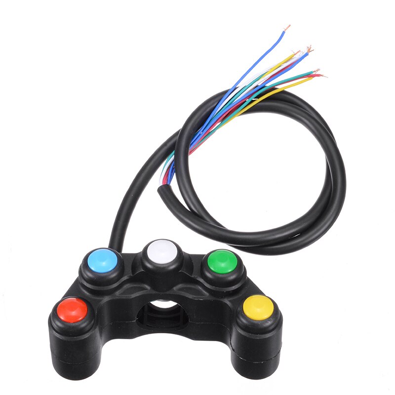 Motorcycle On-Off Switch Push Button 7/8in/22mm Motorbike Handlebar 5 Button Switches Connector Mount Accessories