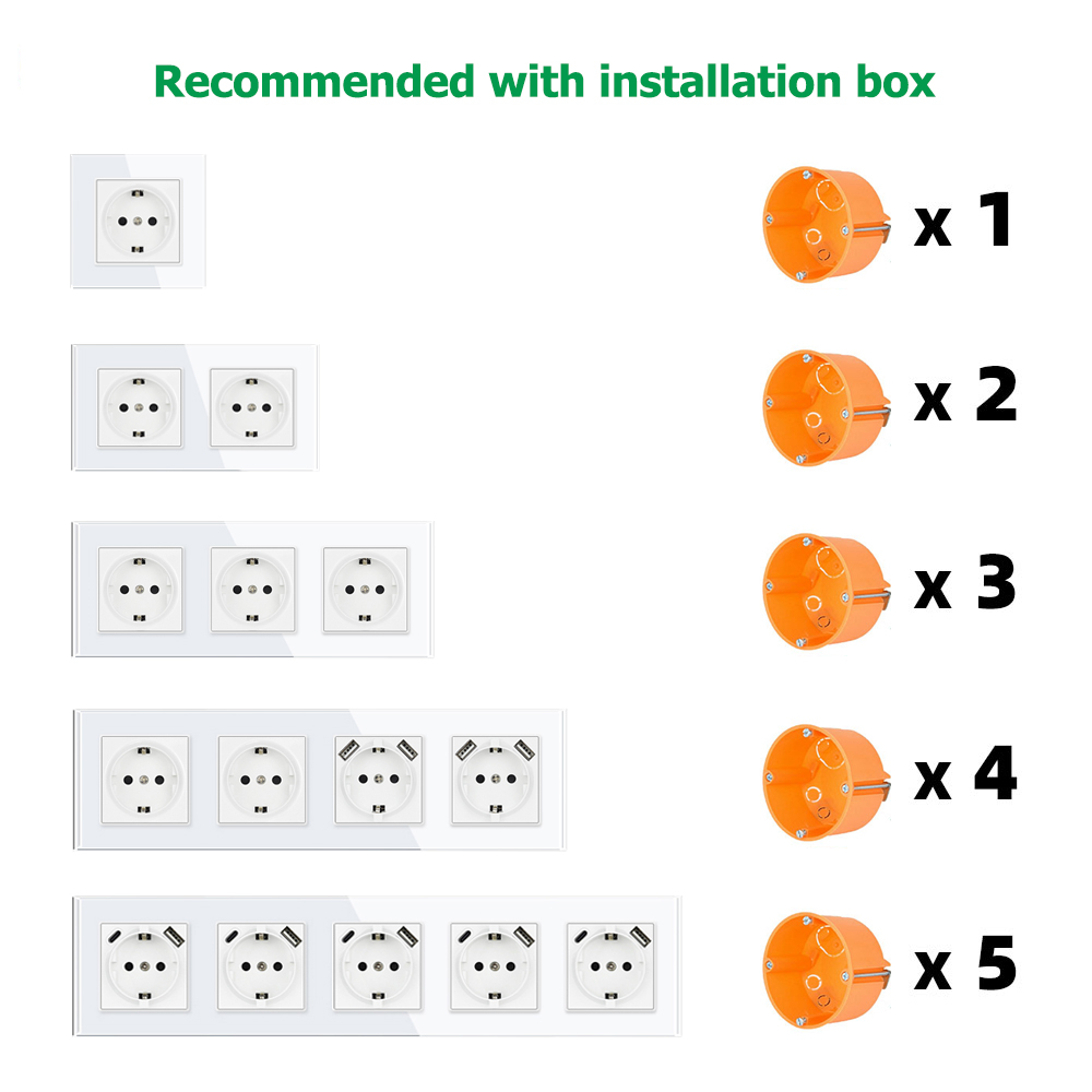 EIOMR K1 Series Multiple Frames White Crystal Glass Panel EU FR Sockets and Switches Dimmer Fan Foot Lamp Rj45 Outlet Module DIY