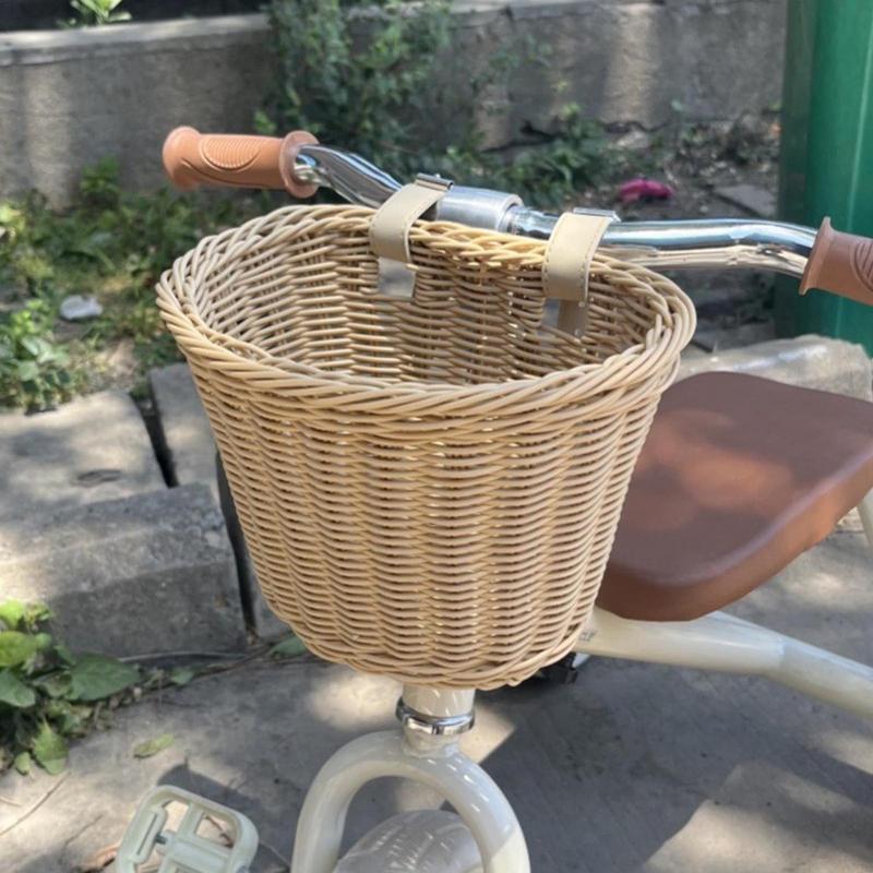 Fietsmand vooraan Handgemaakt geweven rotan Fietsenmand Voorhandvat Kinderfietsenmand Kinderfietsenmand Geschikt voor de meeste fietsen