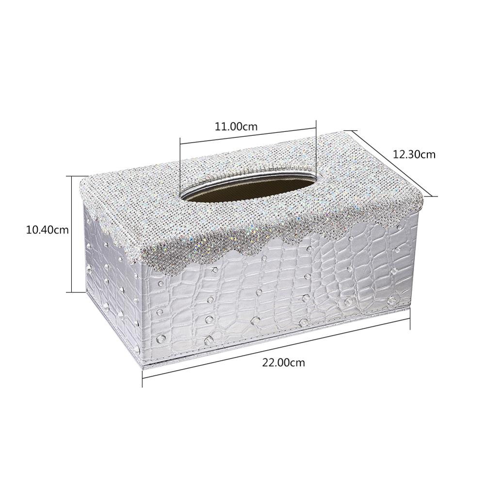 Skinnende tissueboksdeksel rektangulær holder til hjemmebilkontorinnredning sølv