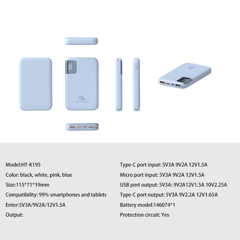Power Bank 100000mAh 120W - Super PD 20W Pikalataus - Digitaalinen Näyttö - Kannettava