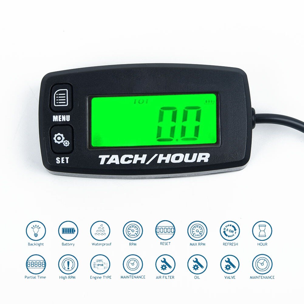 ATV Tachometer Waterproof Motorcycle Engine Measurement LCD Accessories