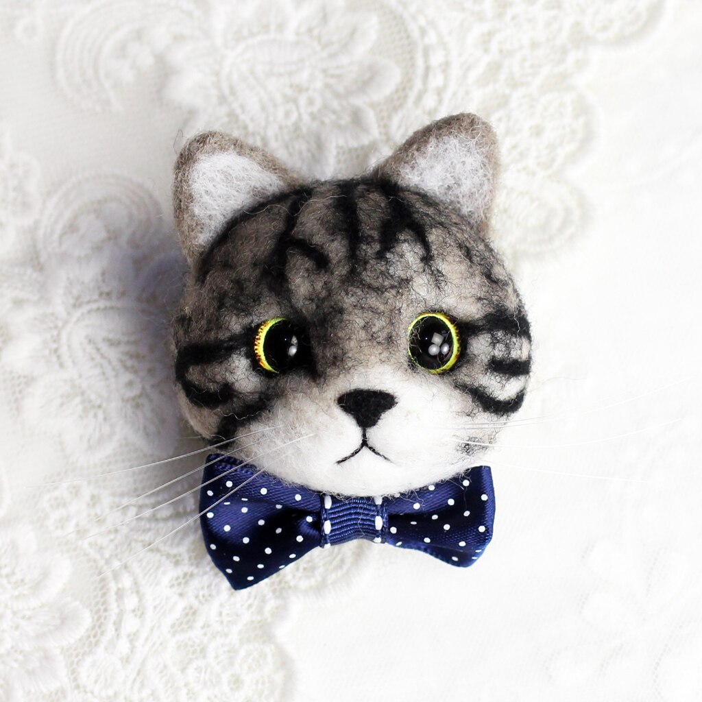 Muñeca de imitación de caricatura de la cabeza del gato, muñeco de lana de fieltro hecho a mano, materiales de fabricación de , herramientas suaves, no se decolora, exquisita y encantadora