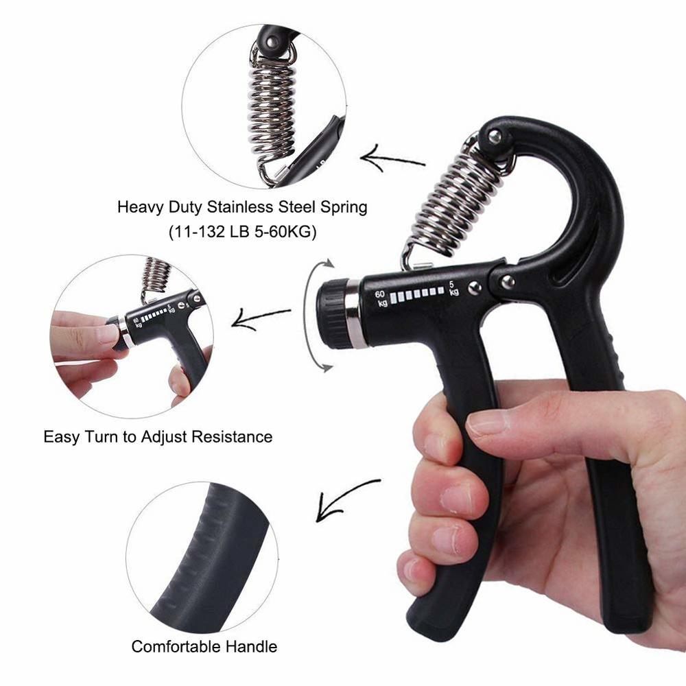 5PC adjustable hand grip strengthener Fitness carpal expander Finger forearm muscle recovery heavy trainer exercise equipment