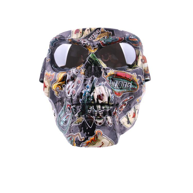 Máscara Modular de motocicleta, cascos de Scooter, máscara de motocicleta, máscara de Calavera, medio casco, gafas, máscara de esquí, gafas desmontables