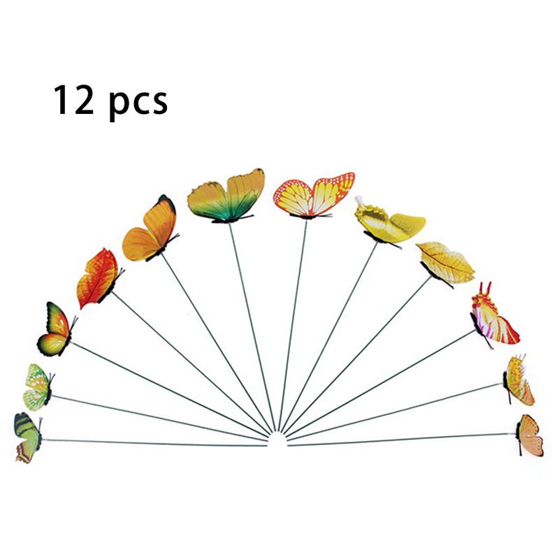 12Stck Simulation Schmetterling Stange Blumentopf Vase Gartenarbeit Bonsai Bonsai Für drinnen Garten GrüNe Pflanze Dekoration: Gelb