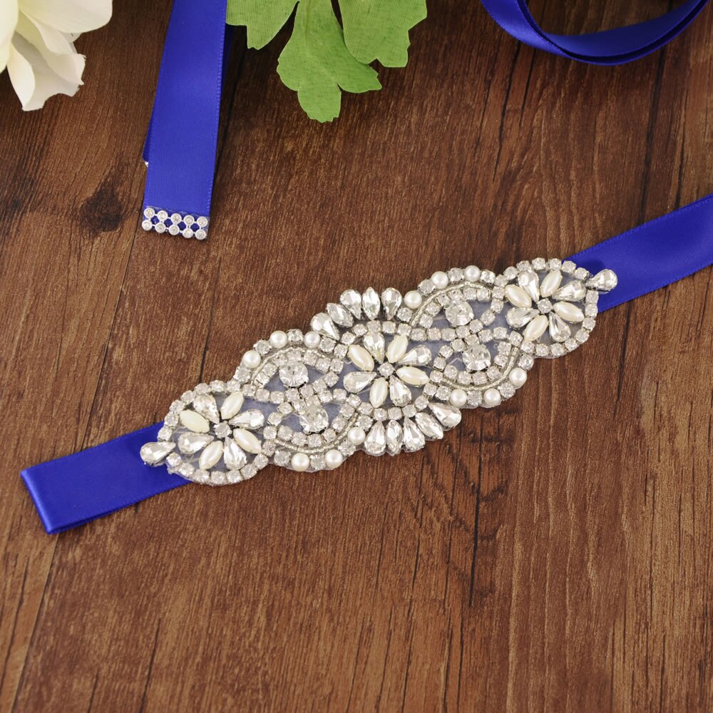 bridal belt sash Bridal Dress Belt Woman Party Belt Prom Dresses Belt Beaded Pearl Wedding Belt Girls Pearl Belts Wedding Sash: Royal blue