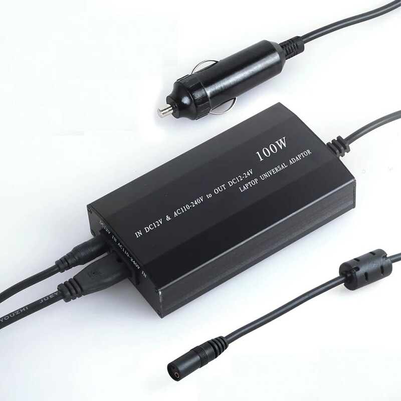 Universal 5V-24V AC Power Adapter Adjustable Car Home Charger USB5V Power Supply 100W 5A Laptop with 34Pcs DC Connector