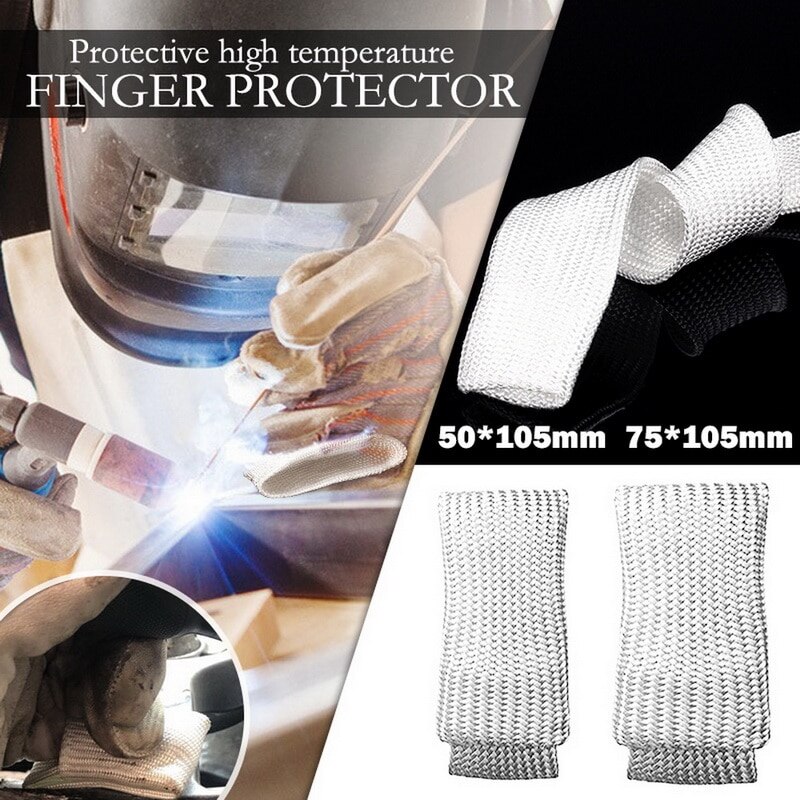 1/2pcs Breathable Finger Heat Shield Cover Guard Weld Welding Gloves Heat Protection For Industrial Welders Fiberglass White^o^