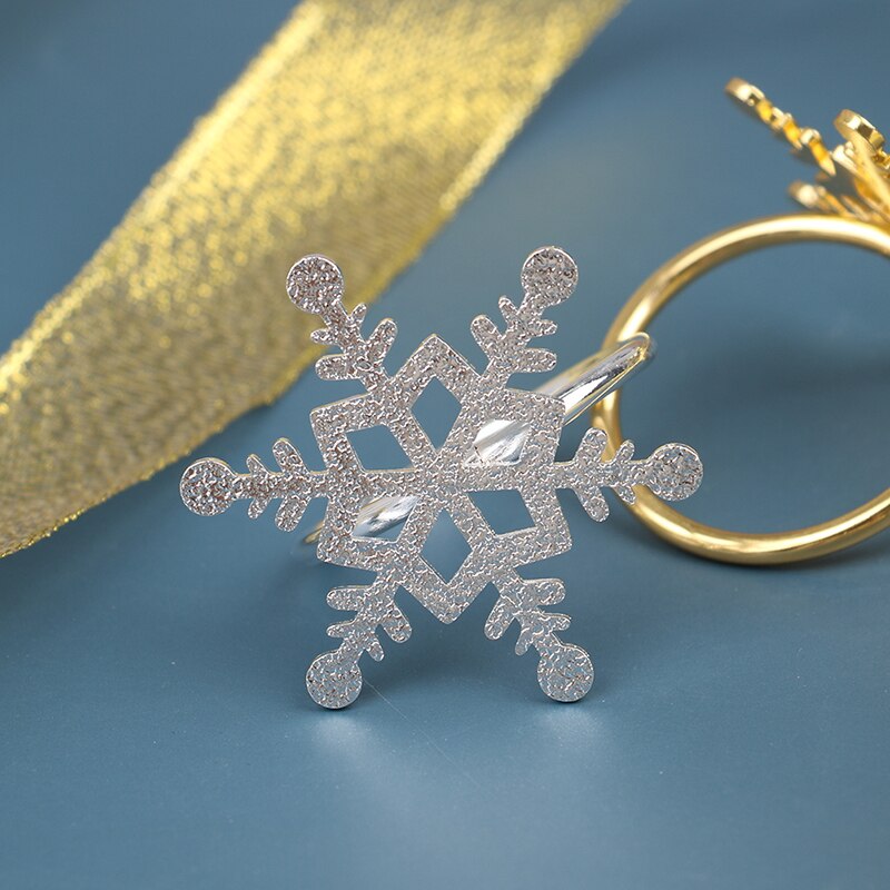 6 Pcs Christmas Snowflake Shaped Napkin Rings Dinning Table Setting Christmas Snowflake Napkin Button Napkin Ring