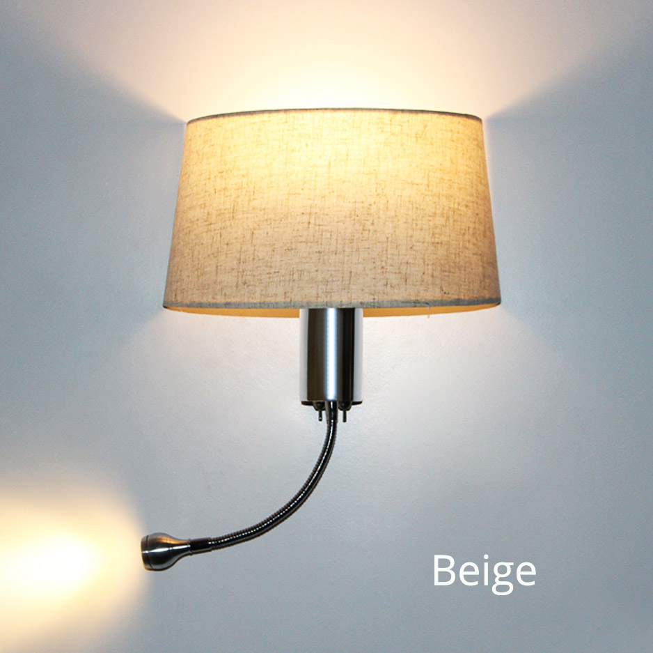 Moderne LED Wandlamp met Schakelaar E27 Lamp Slaapkamer Schansen Indoor Vanity Badkamer Industriële Decoratie Thuis Muur Gemonteerd Licht: Beige / Cool White(5500-7000K)