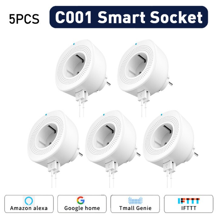 Smart WiFi Socket EU Plug Double USB Port Smart Plug With LED Support For Alexa Google Home Smart WiFi Socket Smart Home