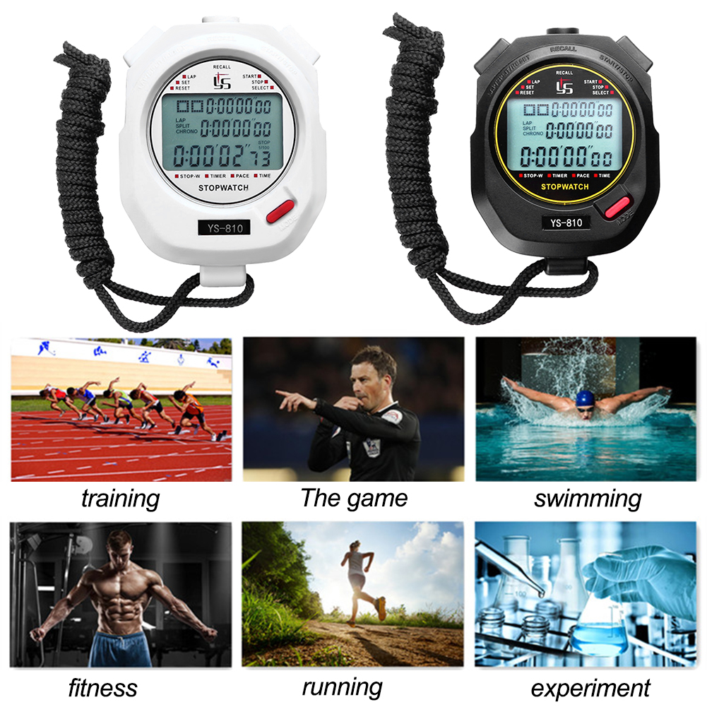 Sport Handheld Stopwatch Timer Alarm Clock Digital Stopwatch1/1000 Second Timing Electronic Chronograph Timer fo r Outdoor Sport