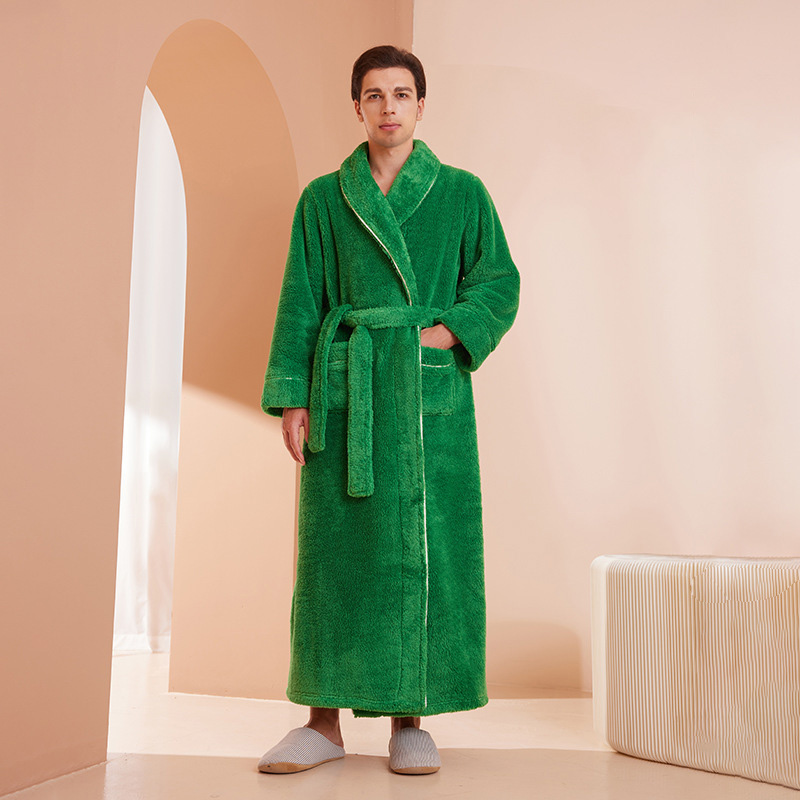 Vrouwelijke Herfst en Winter Warm Lange Flanel Dikke Paar Bad Badjassen Mannen Vrouwen Pyjama Douche Gewaad Badhanddoeken Voor Volwassenen: M / 30#