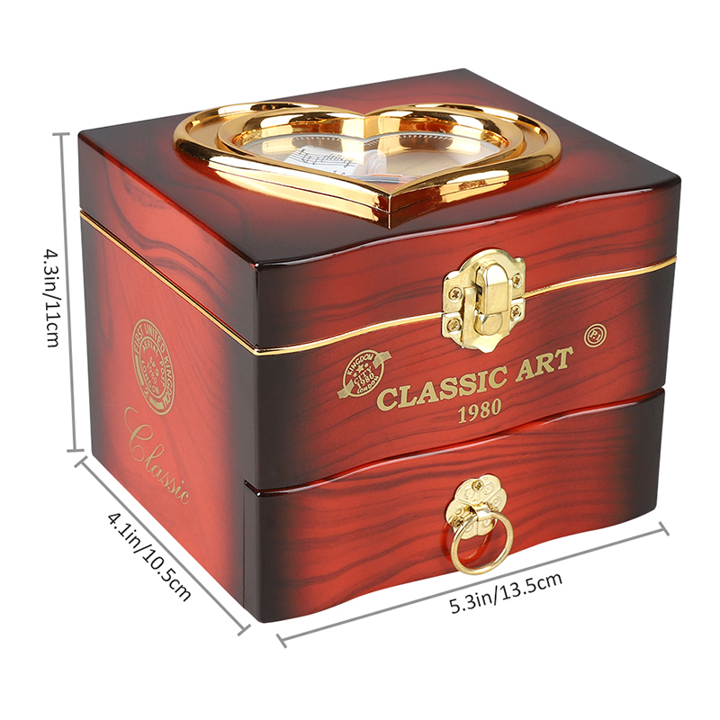 Classic Nostalgic Spring Simulation Music Box Rotating Dance Jewelry Music Box Ballerina Piano Clockwork Plastic Music Mechanism: Red