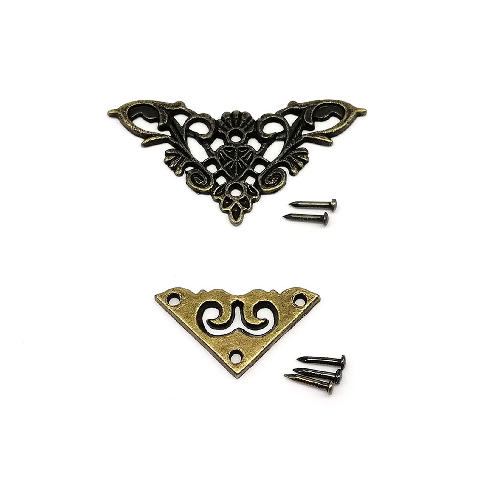 12Pc Hoek Decoratieve Beschermhoes Voor Sieradendoos Kist Wijn Hout Case Boek Plakboek Fotoalbum Antiek Messing Brons