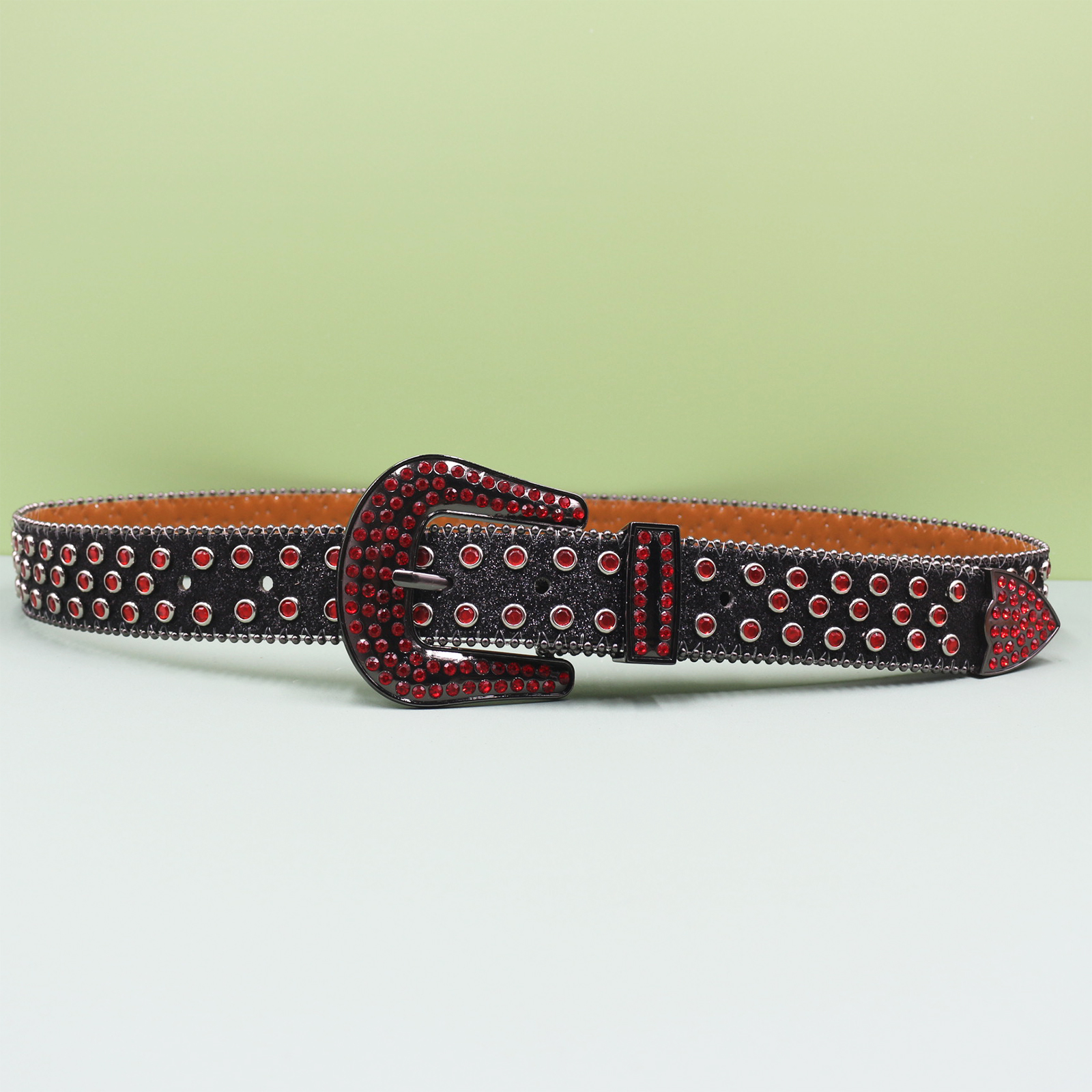 Ceinture en jean pour hommes et femmes, grande taille, en Denim occidental, à rivets brillants, en cuir, Style HipHop Punk Rock Y2K