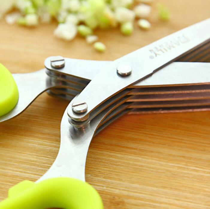 Novelty 5 layers of stainless steel kitchen Chopped scallions scissors cut office shredding DIY craft scissors