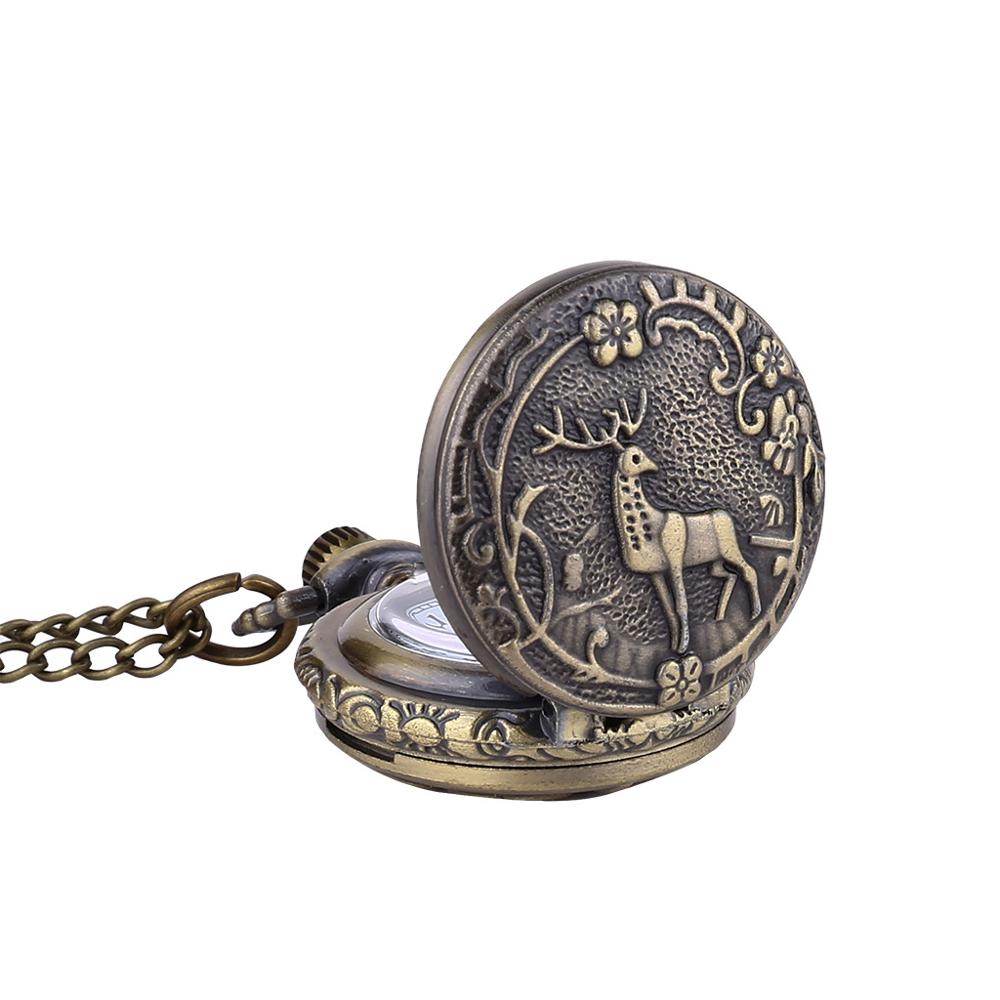 6111Vintage pocket watch Beautiful and lovely classical small sika deer quartz pocket watch
