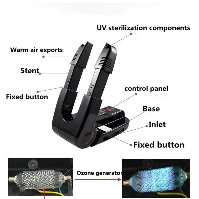 Secador de zapatos de 220V/110V, dispositivo desodorante para olor de botas, calentador, 200W, enchufe de la UE