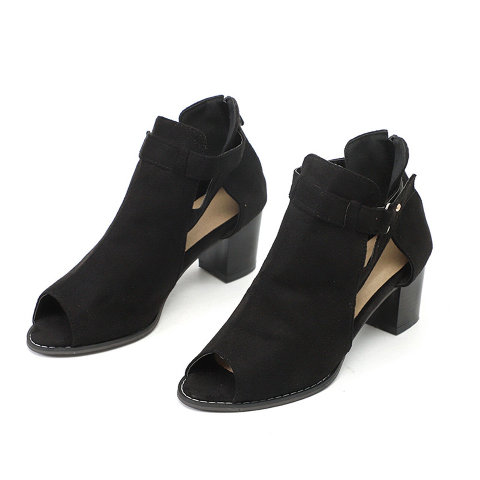 SAGACE Top Printemps été Poisson Bouche Évider Chaussures À Semelles Compensées Pour Femmes Sandales À Talons Hauts Dames Sandales: Black / 37