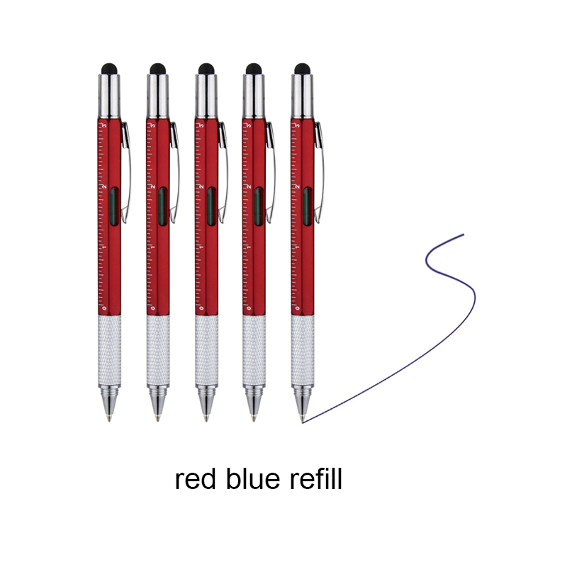 5/10 Stück 7in1 Multifunktionaler Kugelschreiber Handwerkzeug Messtechnik, Lineal, Schraubendreher, Touchscreen-Stift, Wasserwaage: Grau / 36MM