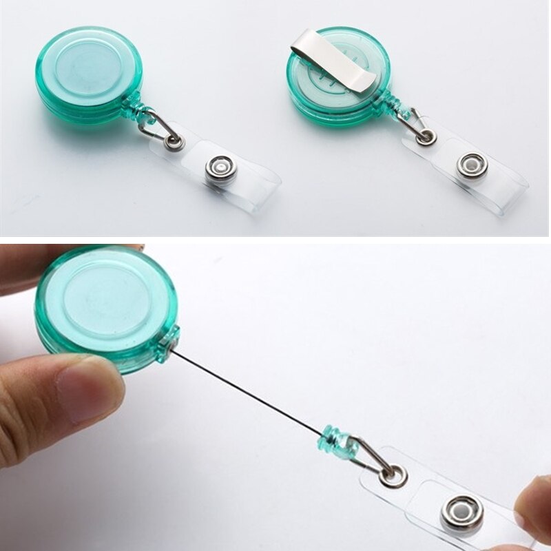 Transparent Easy Pull Retractable Work Badge Reels for Student Card Holder ID Holder Clip Office Accessories