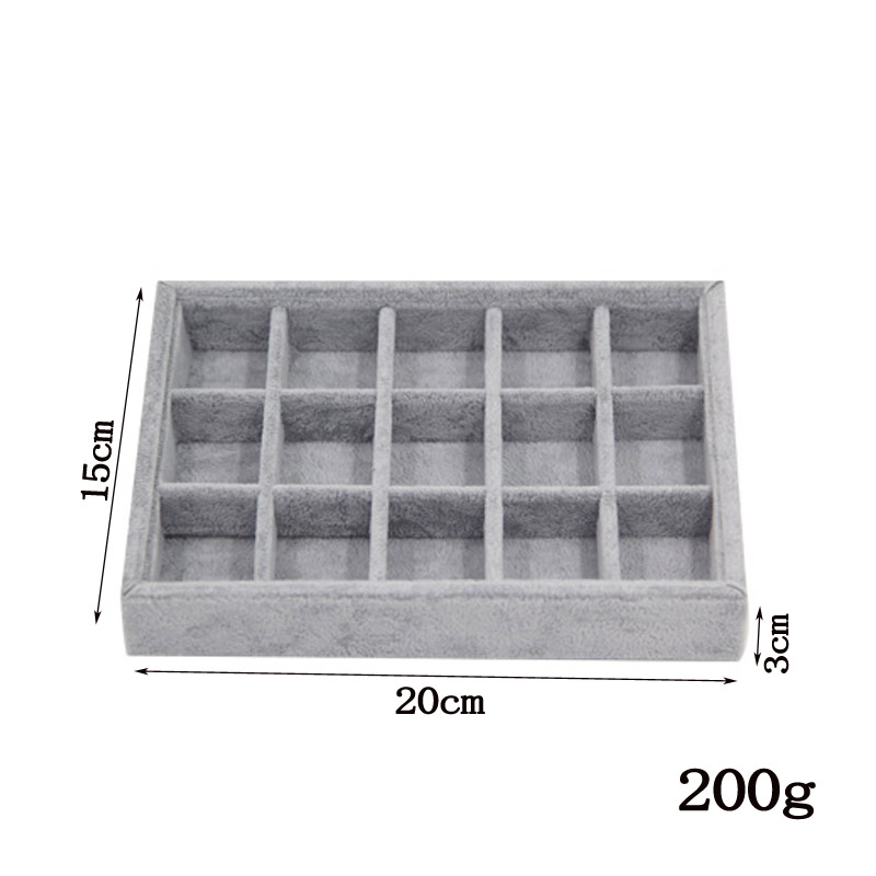 Novedad en caja de joyería DIY, organizador de almacenamiento en cajones, bandeja de almacenamiento de terciopelo suave gris, bandeja para embalaje de joyería hecha a mano DIY