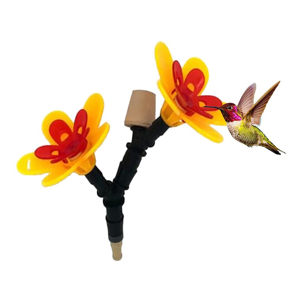 Flower Hummingbird Feeder Kit DIY Recycling Bottle Hanging Feeder for Outdoor Recycled Wine Bottle Accessories PR: Yellow double flower