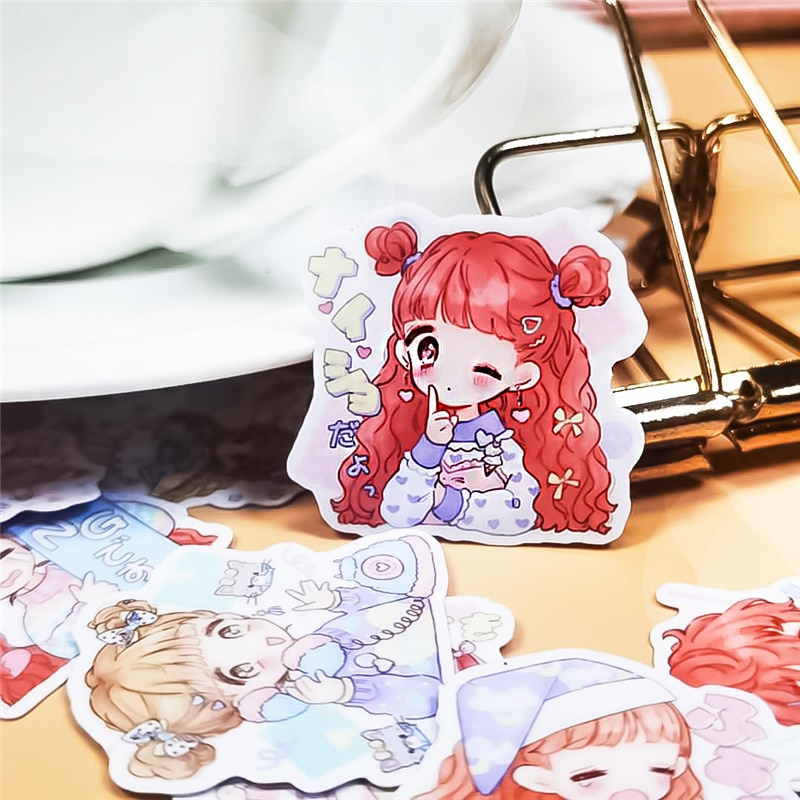 40pcs Cute Self-made Comic cartoon Girls Scrapbooking Stickers /Decorative Sticker /DIY Craft Photo Albums