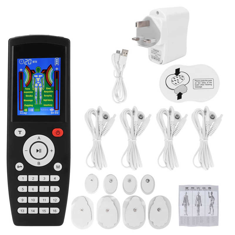 Elektronische Puls Stimulator 16 Modes Dual Output 4 Kanalen Tientallen Stimulator Voor Full Body Massage: British regulatory