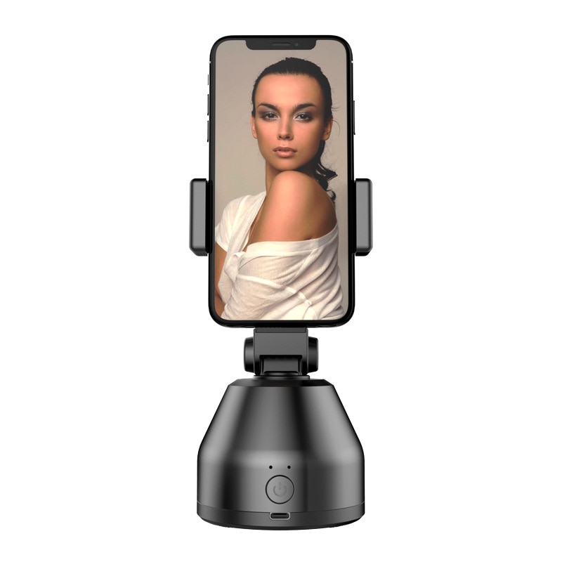 360 ° rotation ansigtssporing smart ai gimbal personlig robot kameramand selfie stick til foto vlog live videooptagelse: Sort