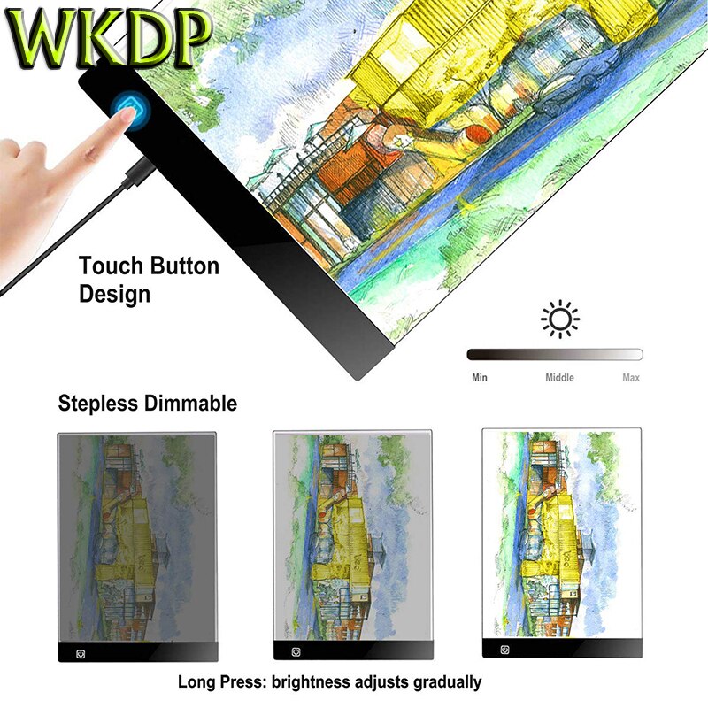 WKDP-tableta gráfica LED iluminada, tablero de dibujo Ultra A4, almohadilla de luz, libro de bocetos, tablero de copia en blanco, lienzo para pintar