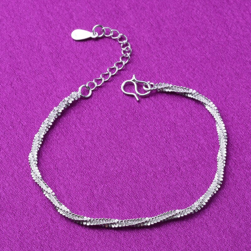 Dünne gestempelt silber überzogene Glänzende Ketten Armband Für Frauen Mädchen Freund Schmuck Korean Trendy Schmuck