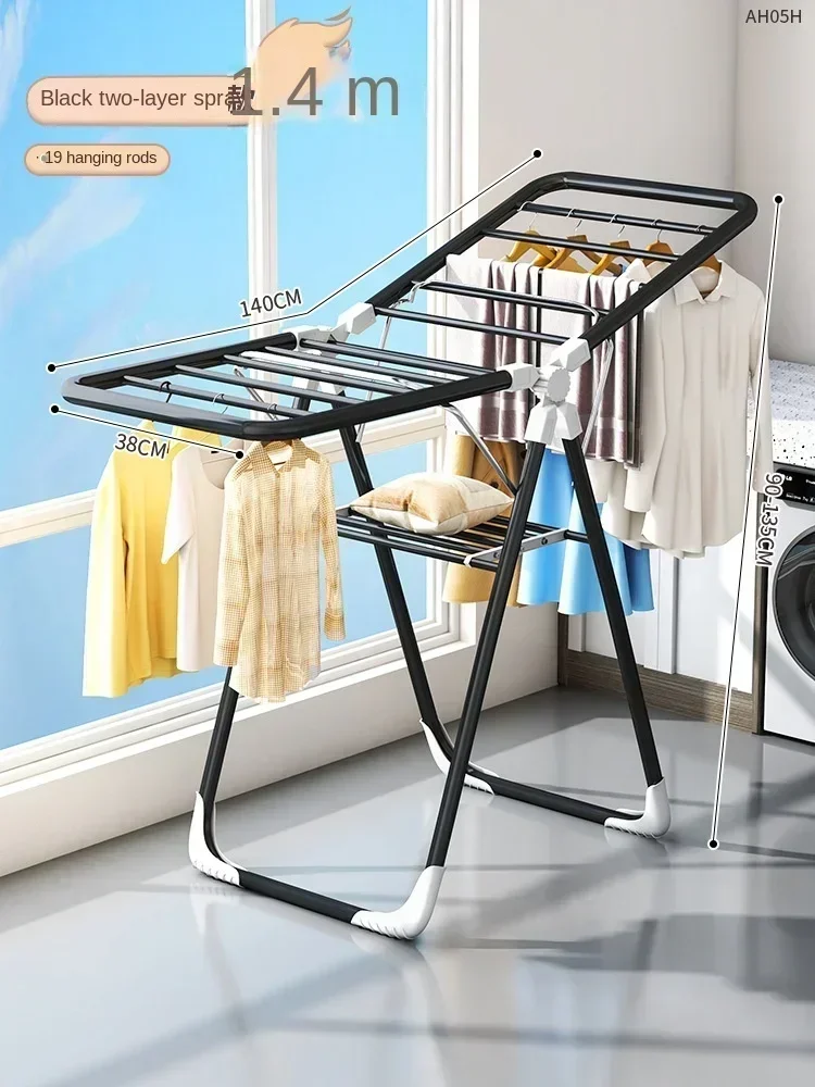 Droogrek van koolstofstaal, vloervouwen, droogpaal voor huishoudelijke kleding, balkon, eenvoudig rek: Light Grey