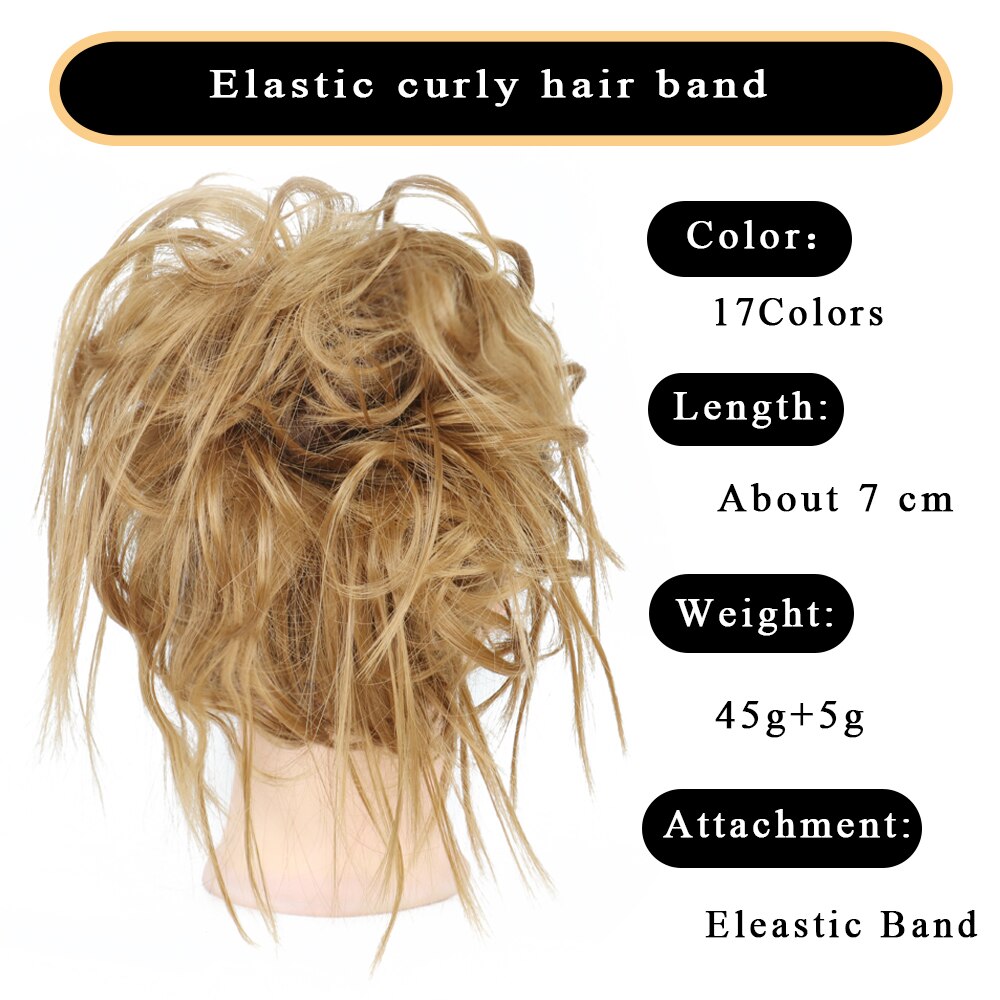 Werd Rommelig Haar Ring Fiber Synthetische Hittebestendige Pruik Broodje Krullend Elastische Haarband Dames Mode Haar Ring Natuurlijke Pruik