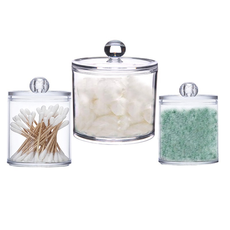 Clear Acrylic Cotton Pad Ear Bud Holder Cosmetic Makeup Organiser Storage Jars Storage Box Case 1 Pc