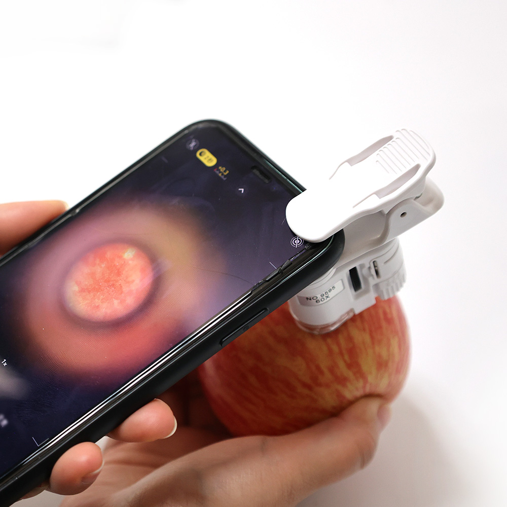 Universele Clip Microscoop 60X Led Sieraden Vergrootglas Gericht Aangepast Pocket Microscoop Met Mobiele Telefoon Clip Microscoop