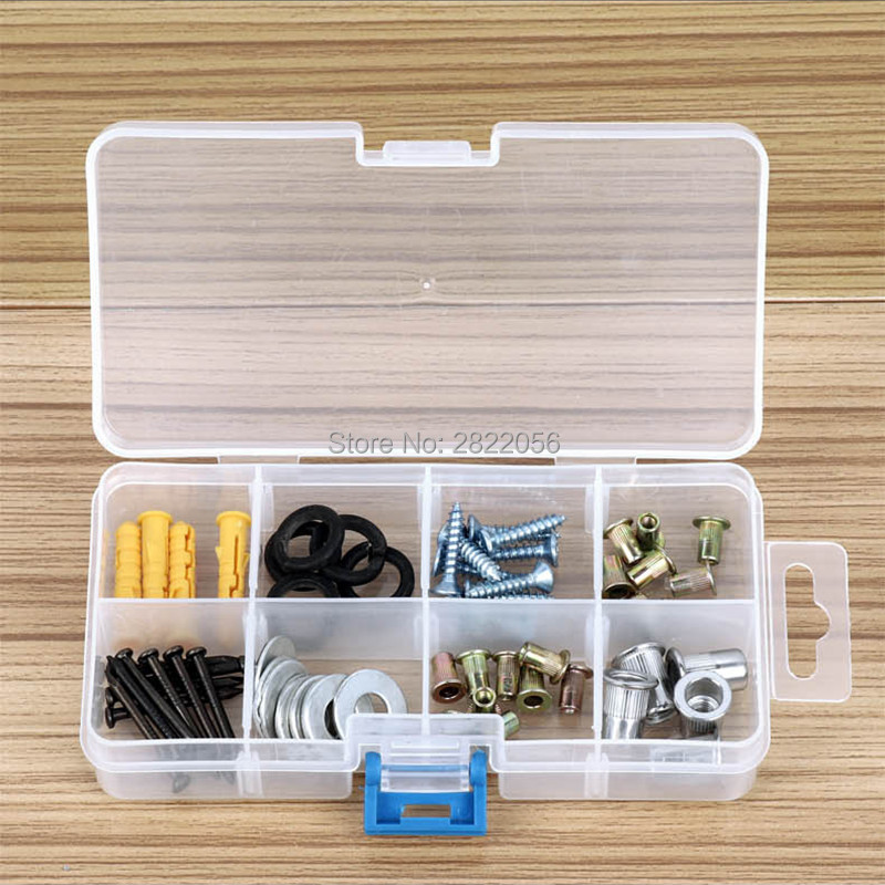 Transparent Rectangular modular plastic parts tool box multi-cell material model accessories storage box classification