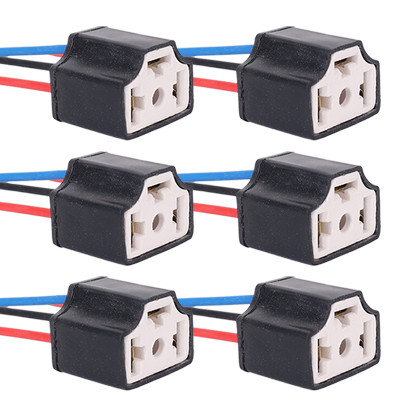Enchufe de cerámica LED H4, repuesto de faro de coche, reparación de soporte de bombilla, enchufe de conector, enchufe de cable de bombilla H4 automático, 20/2 Uds.: Rojo