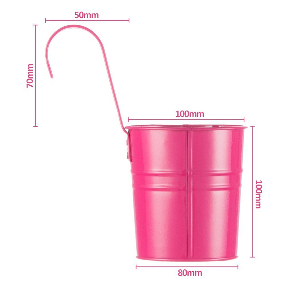 10pcs Metal Bucket Flower Hanging Pot Balcony Garden Pots Plant Flower Holders Wall Hanging Metal Bucket Flower Holder with Nail