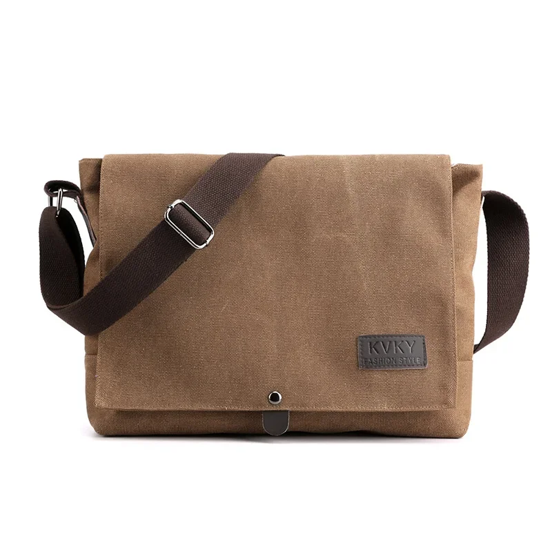 Men Canvas Crossbody Shoulder Messenger Bags Man Cross Body Bag Casual Solid Multi Function Portable Male Bag: Brown
