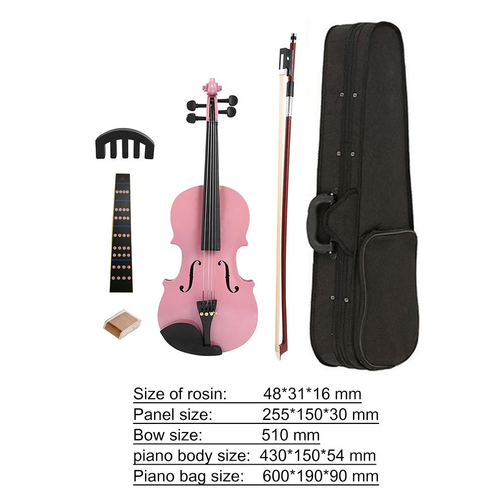 1/8 schiene Helle Akustische Violine Geige mit Kolophonium fallen Bogen Schalldämpfer Bausätze matt für freundlicher Studenten Anfänger fallen Stumm Bogen saiten: Rosa