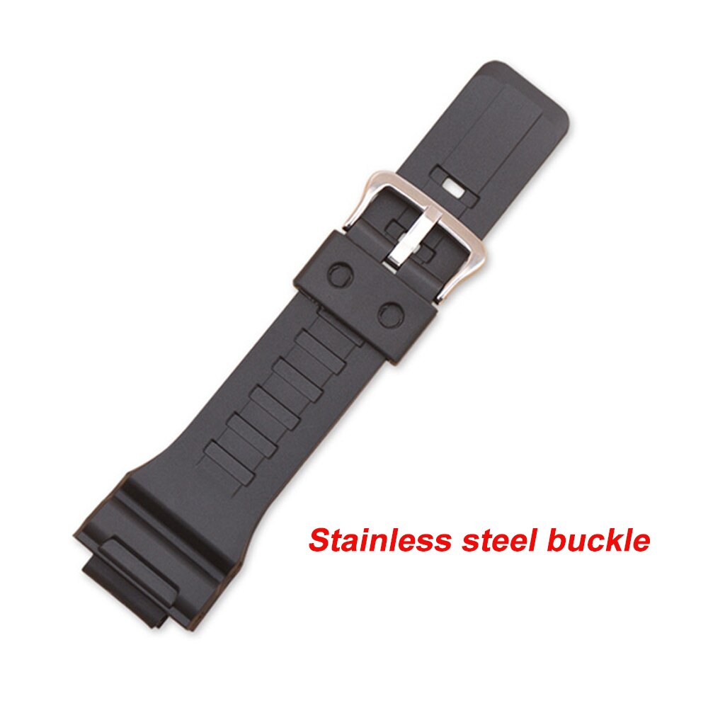 Bracelet en résine de Silicone noir mat, 18mm, pour Casio g-shock AQ-S810W S800W AEQ-110W W-735H SGW-300H, accessoires de bracelet de montre: Silver buckle