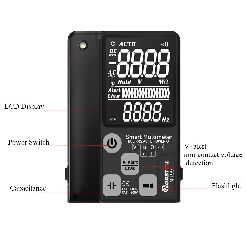 Digital Multimeter True RMS 9999 Counts Digital Multimeter Ultra-large EBTN LCD Screen 3-Line Display Fully Auto-Range DMM