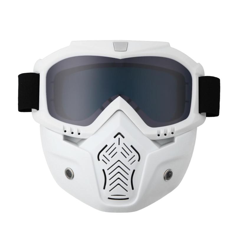 Removable Motorcycle Riding Racing Goggles Face Mask ATV MX Off-road Dirt Bike Windshield Glasses Skiing Snowboard Eyewear: Grey Lens