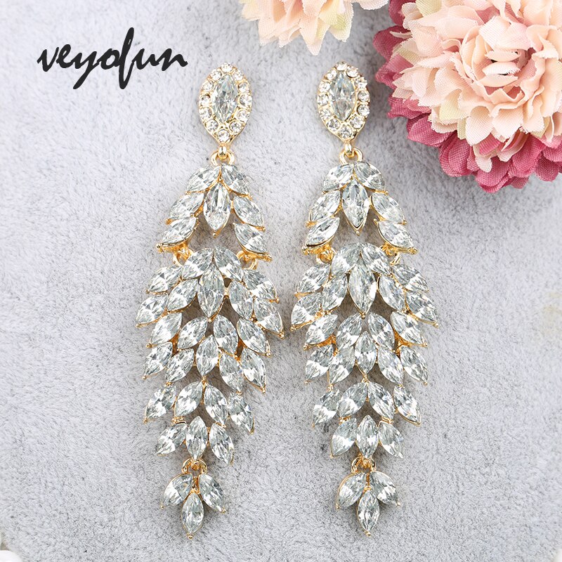 Veyofun Luxury Crystal Earrings Vintage Wedding Dangle Earrings Jewelry For Women